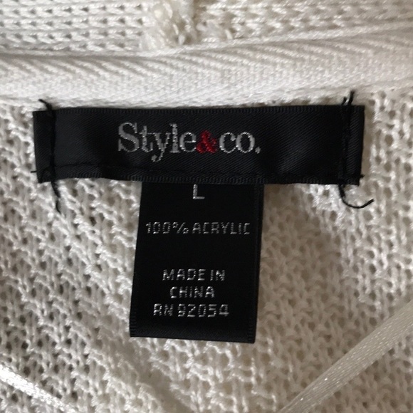 STYLE & CO WHITE CREAM TAN CARDIGAN LARGE - Picture 8 of 8